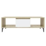 Table basse blanc chêne sonoma 103,5x60x35 cm bois d'ingénierie – Image 3