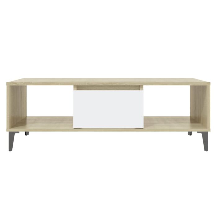 Table basse blanc chêne sonoma 103,5x60x35 cm bois d'ingénierie – Image 3