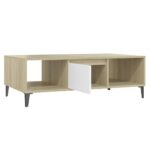 Table basse blanc chêne sonoma 103,5x60x35 cm bois d'ingénierie – Image 5