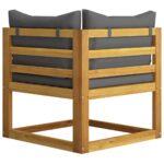 Banc de jardin à 2 places avec coussins gris foncé – Image 4