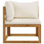 Banc de jardin à 2 places avec coussins blanc crème – Image 3