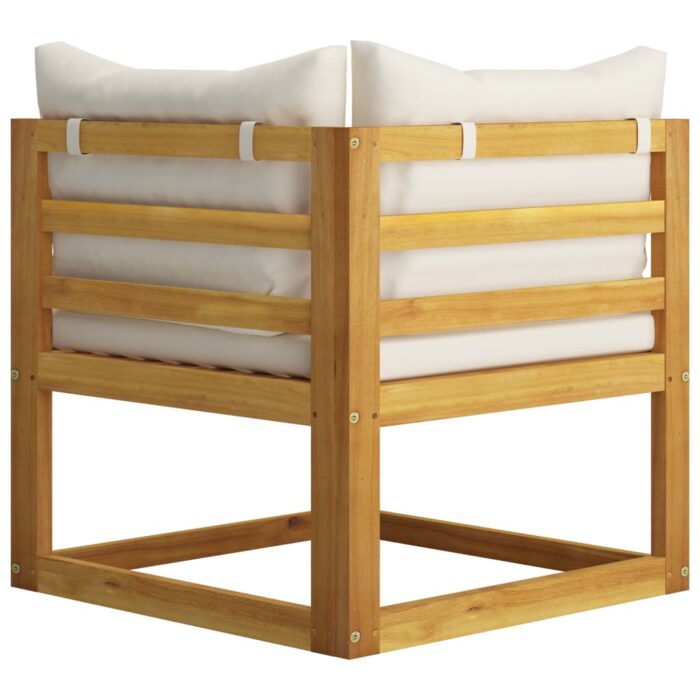 Banc de jardin à 2 places avec coussins blanc crème – Image 4