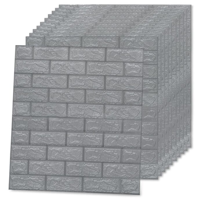 Papier peint 3D autoadhésif Briques 40 pcs Anthracite – Image 2