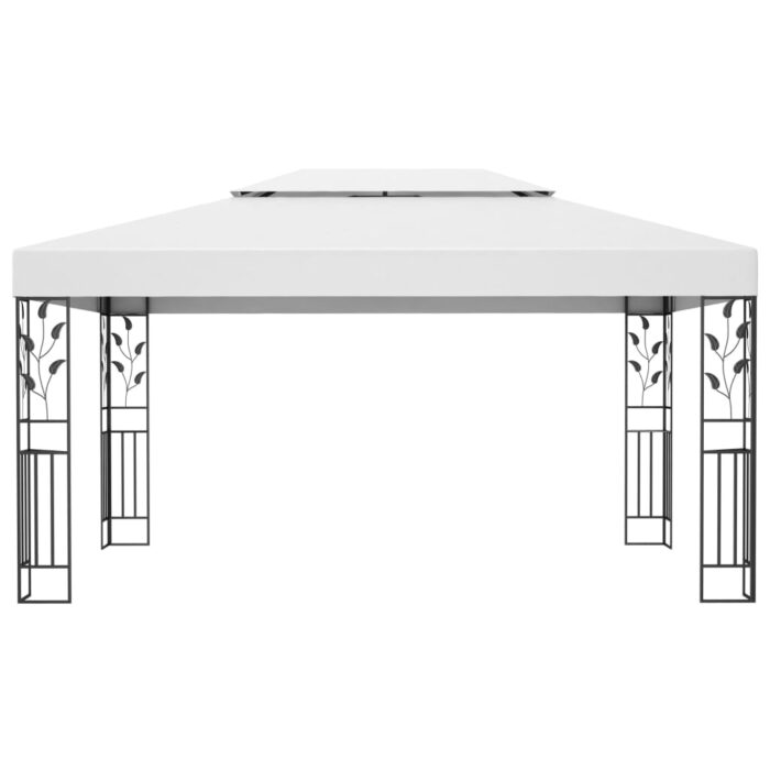 Tonnelle avec double toit et lumières LED 3x4 m Blanc – Image 2