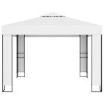 Tonnelle avec double toit et lumières LED 3x3 m Blanc – Image 2