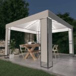 Tonnelle avec double toit et lumières LED 3x3 m Blanc
