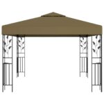 Tonnelle avec guirlande lumineuse à LED 3x3 m Taupe – Image 2