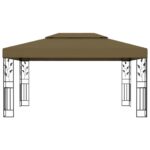 Tonnelle avec double toit et lumières LED 3x4 m Taupe – Image 2