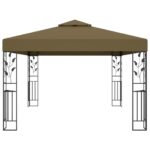 Tonnelle avec double toit et lumières LED 3x4 m Taupe – Image 3