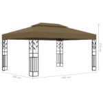 Tonnelle avec double toit et lumières LED 3x4 m Taupe – Image 8