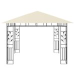 Tonnelle avec moustiquaire et lumières LED 3x3x2,73 m Crème – Image 4