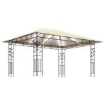 Tonnelle avec moustiquaire et lumières LED 4x3x2,73 m Crème – Image 2