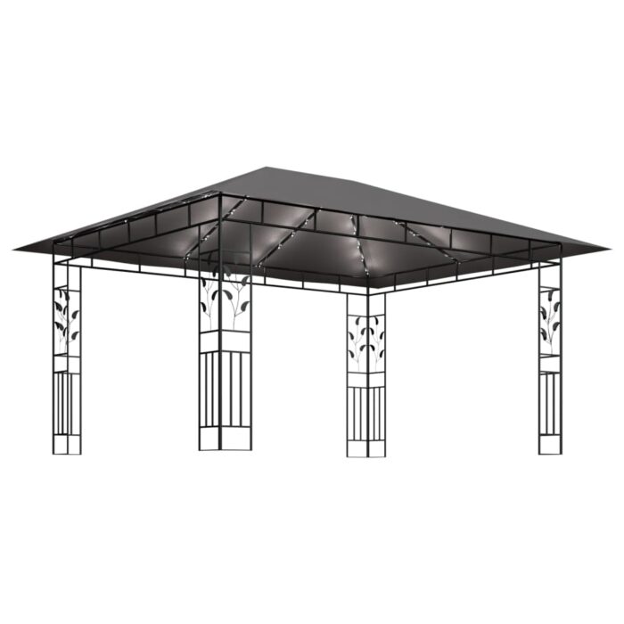 Tonnelle avec moustiquaire et lumières LED 4x3x2,73m Anthracite – Image 2