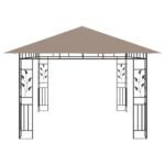 Tonnelle avec moustiquaire et lumières LED 4x3x2,73 m Taupe – Image 5