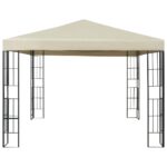 Tonnelle avec guirlande lumineuse à LED 3x3 m Crème – Image 2