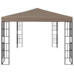 Tonnelle avec guirlande lumineuse à LED 4x3 m Taupe – Image 3