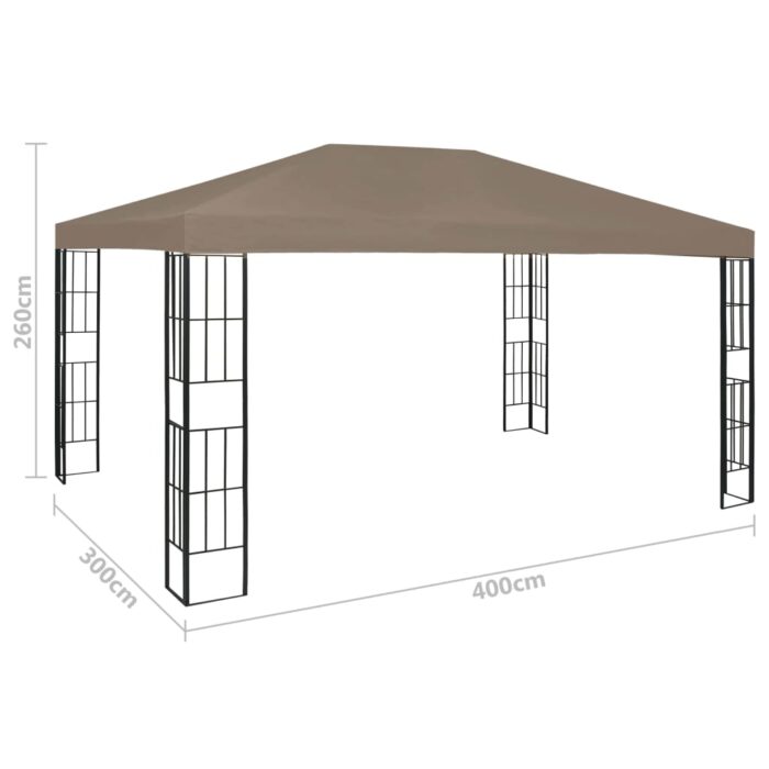 Tonnelle avec guirlande lumineuse à LED 4x3 m Taupe – Image 9