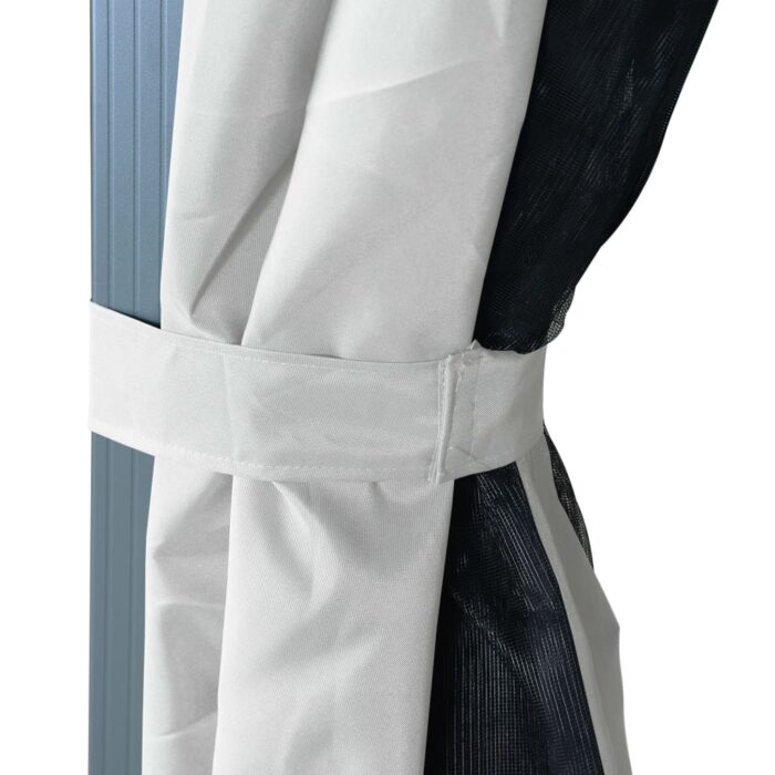 Tonnelle avec rideau et lumières LED 3x3 m Crème Aluminium – Image 7