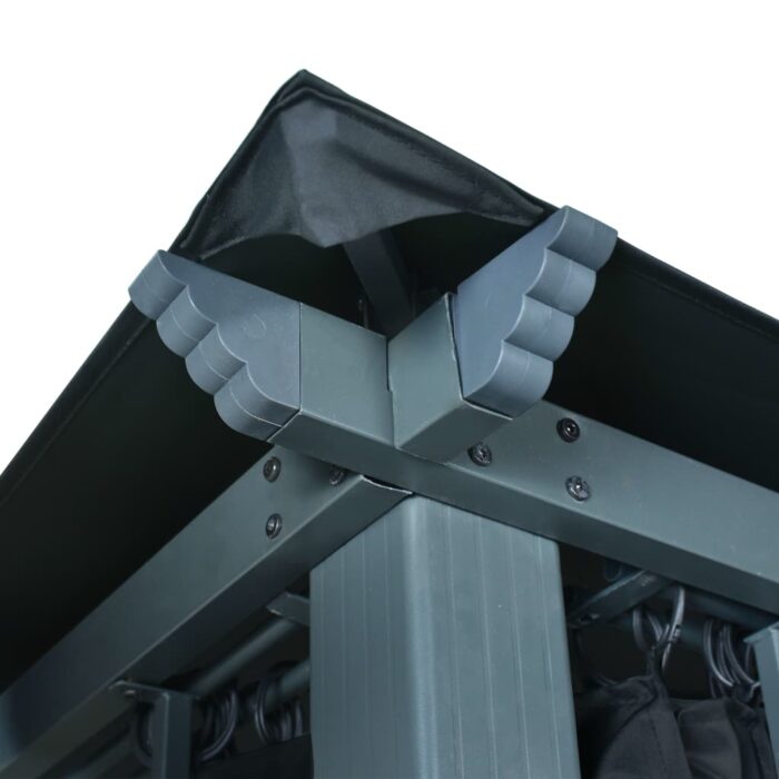 Tonnelle avec rideau et lumières LED 3x3 m Anthracite Aluminium – Image 5