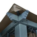 Tonnelle avec rideau et lumières LED 3x3 m Taupe Aluminium – Image 5