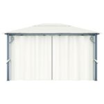 Tonnelle avec rideau et lumières LED 4x3 m Crème Aluminium – Image 6