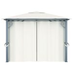 Tonnelle avec rideau et lumières LED 4x3 m Crème Aluminium – Image 7
