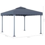 Tonnelle avec guirlande lumineuse LED 300x300 cm Anthracite – Image 6