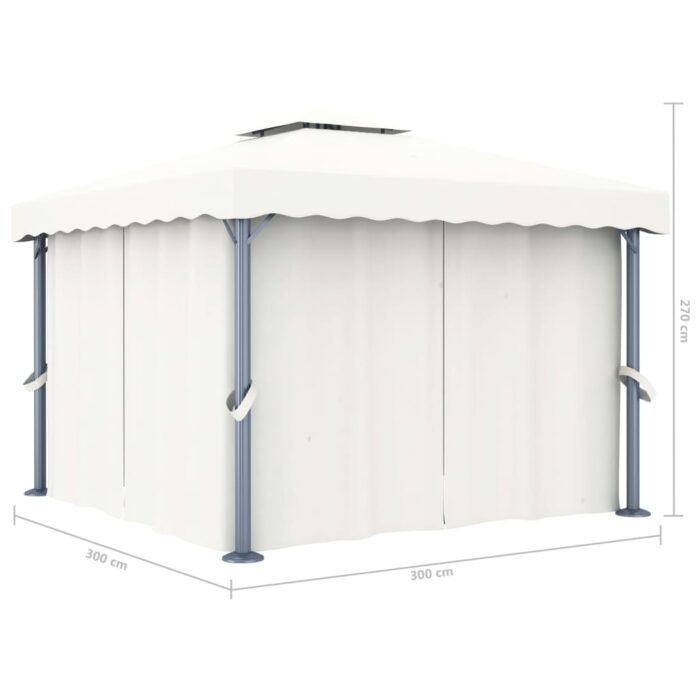 Tonnelle et rideau et guirlande lumineuse LED 3x3 m Blanc crème – Image 8