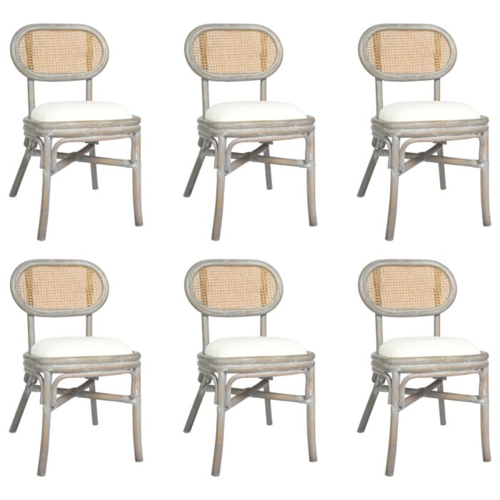 Chaises à manger lot de 6 gris Lin – Image 1