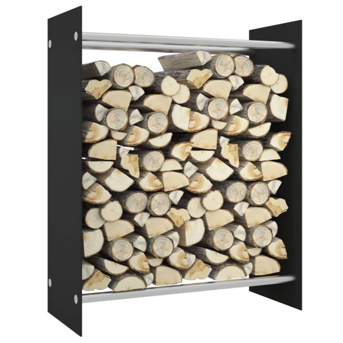 Portant de bois de chauffage Noir 80x35x100 cm Verre trempé – Image 1