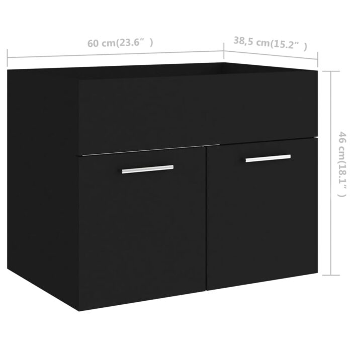 Ensemble de meubles de salle de bain Noir Aggloméré – Image 12