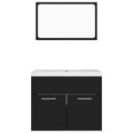 Ensemble de meubles de salle de bain Noir Aggloméré – Image 4