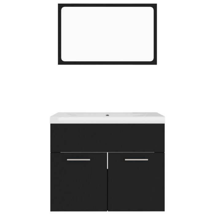 Ensemble de meubles de salle de bain Noir Aggloméré – Image 4