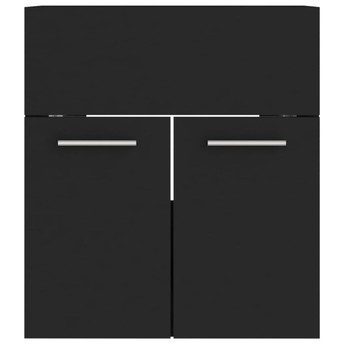 Ensemble de meubles de salle de bain Noir Aggloméré – Image 6