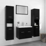 Ensemble de meubles de salle de bain Noir Aggloméré