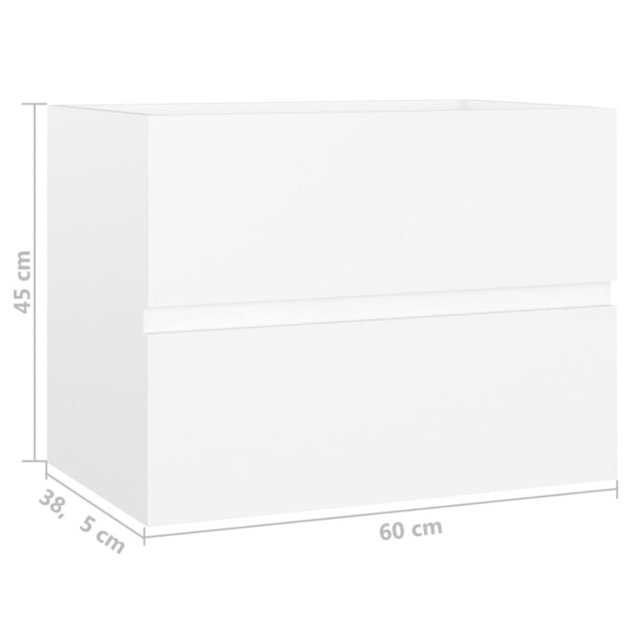 Armoire d'évier avec lavabo intégré Blanc Bois d'ingénierie – Image 10