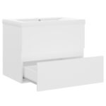 Armoire d'évier avec lavabo intégré Blanc Bois d'ingénierie – Image 2
