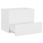 Armoire d'évier avec lavabo intégré Blanc Bois d'ingénierie – Image 3