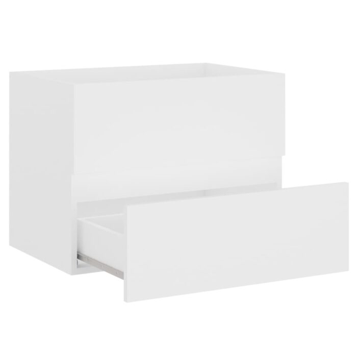 Armoire d'évier avec lavabo intégré Blanc Bois d'ingénierie – Image 3