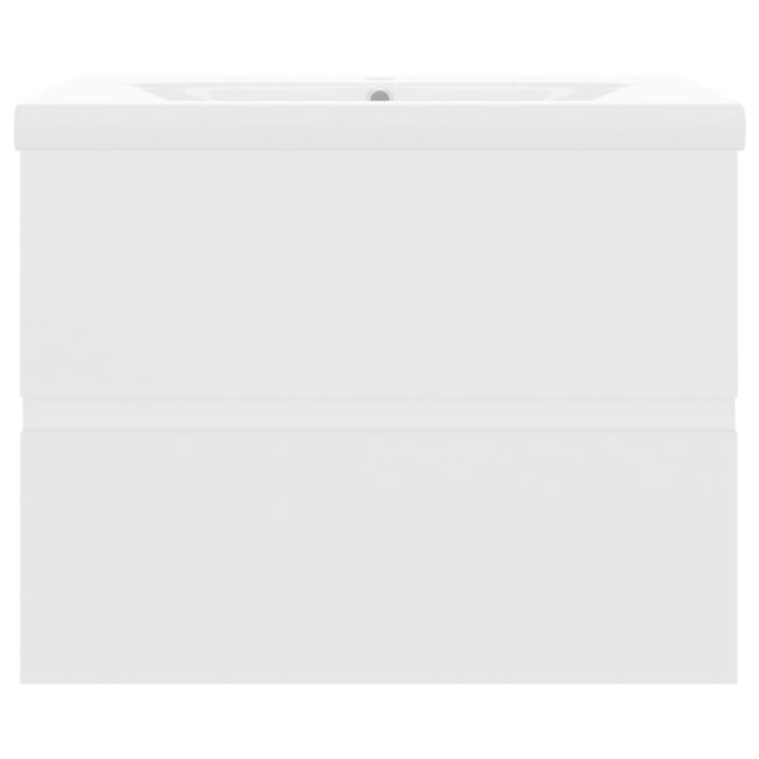 Armoire d'évier avec lavabo intégré Blanc Bois d'ingénierie – Image 6
