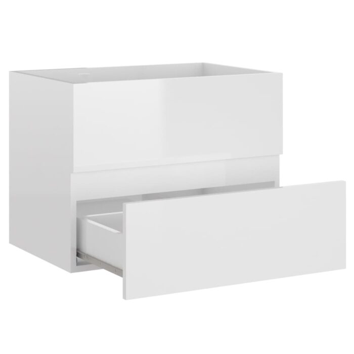 Ensemble de meubles de bain blanc brillant bois d'ingénierie – Image 10