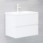 Ensemble de meubles de bain blanc brillant bois d'ingénierie – Image 2