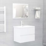 Ensemble de meubles de bain blanc brillant bois d'ingénierie