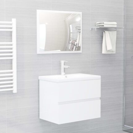 Ensemble de meubles de bain blanc brillant bois d'ingénierie
