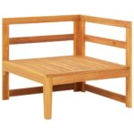 Canapé d'angle avec coussins blanc crème Bois d'acacia solide – Image 4