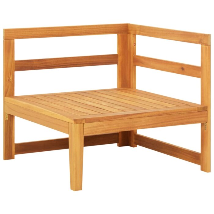 Canapé d'angle avec coussins blanc crème Bois d'acacia solide – Image 4