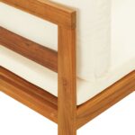 Canapé d'angle avec coussins blanc crème Bois d'acacia solide – Image 5