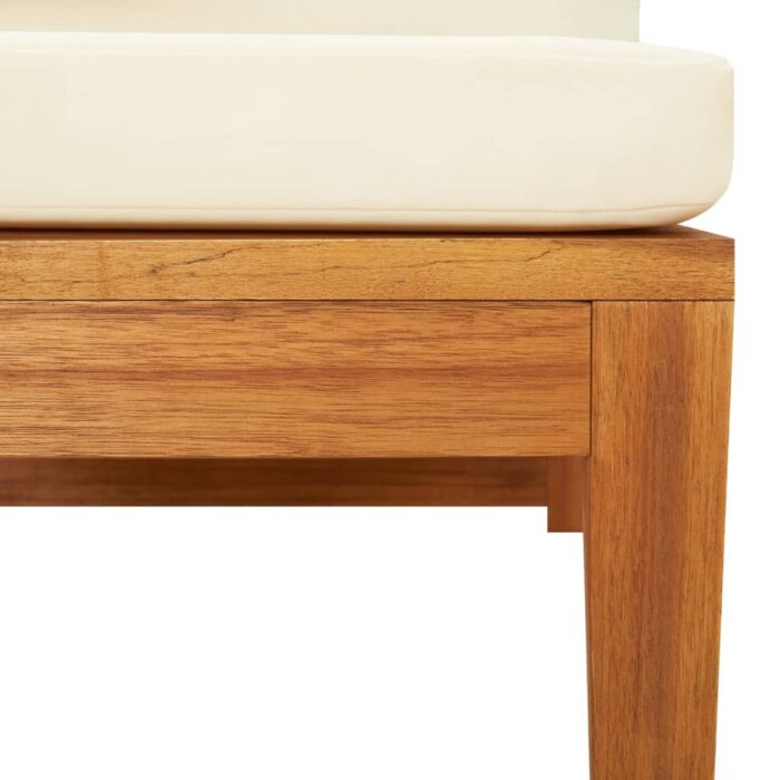 Canapé d'angle avec coussins blanc crème Bois d'acacia solide – Image 6