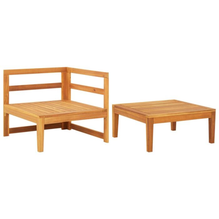 Salon de jardin 2 pcs avec coussins blanc crème Bois d'acacia – Image 2