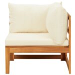 Salon de jardin 2 pcs avec coussins blanc crème Bois d'acacia – Image 4